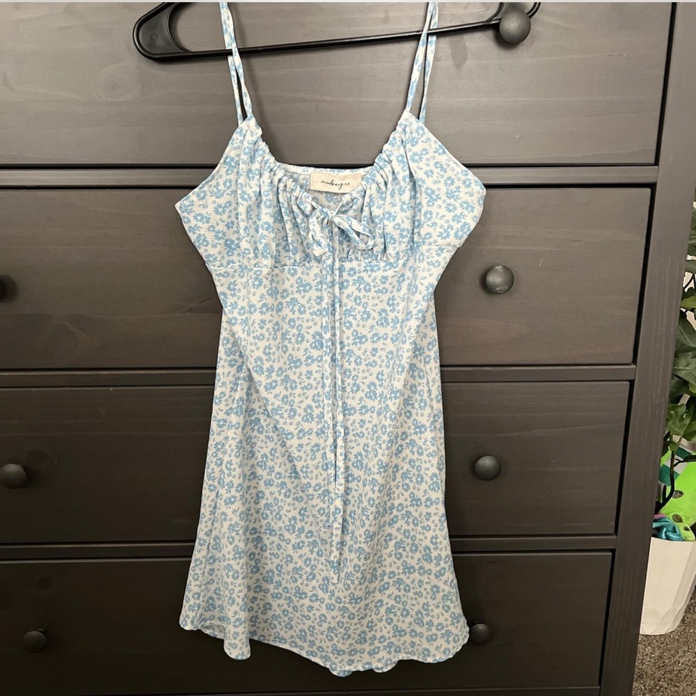 small light blue flowered slip dresss